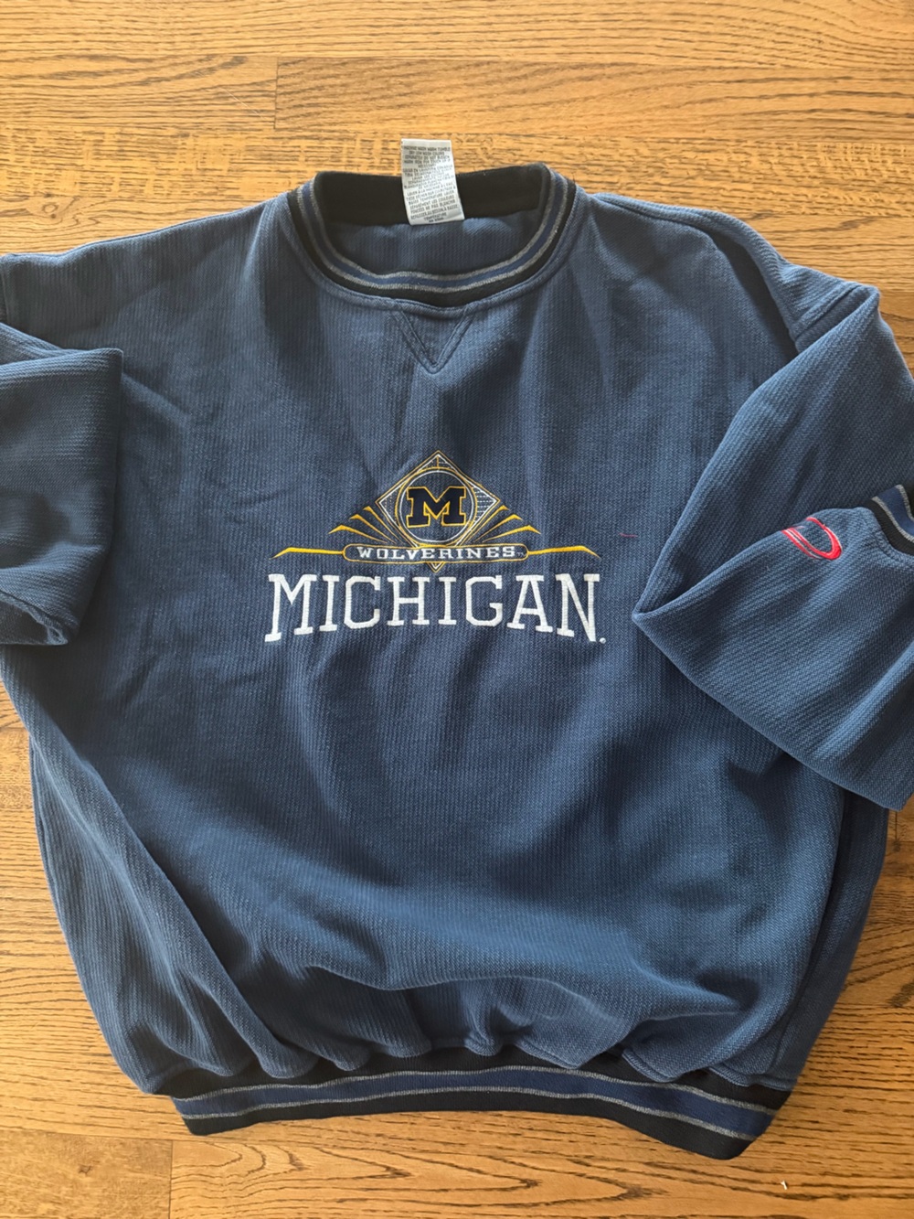 MICHI Navy Crewneck Sweatshirt with Gold & White Michigan Embroidery